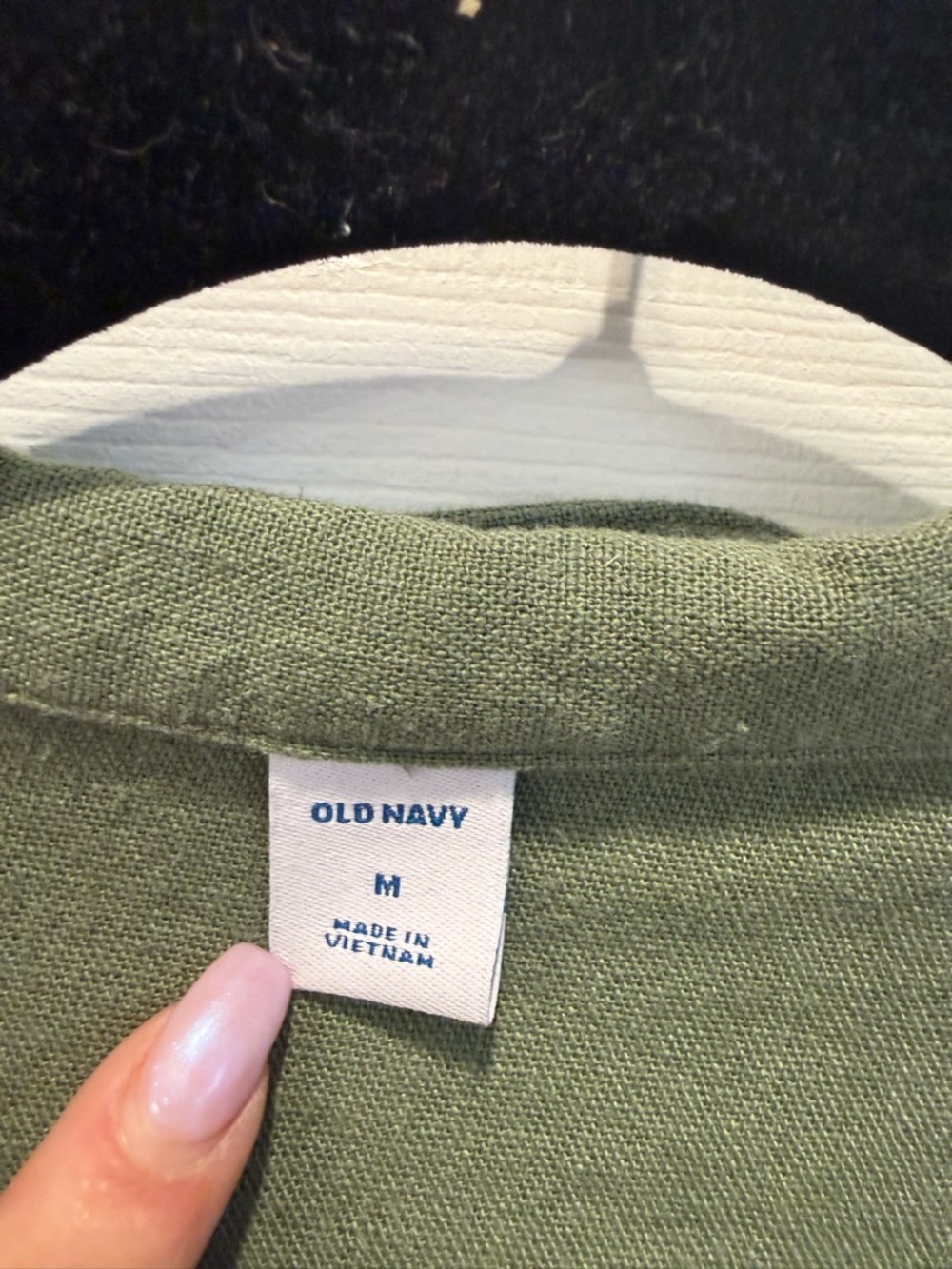 💚🖤 Old Navy Olive Green Utility Dress Medium Tie Waist Button Front Casual Chic - Picture 2 of 4